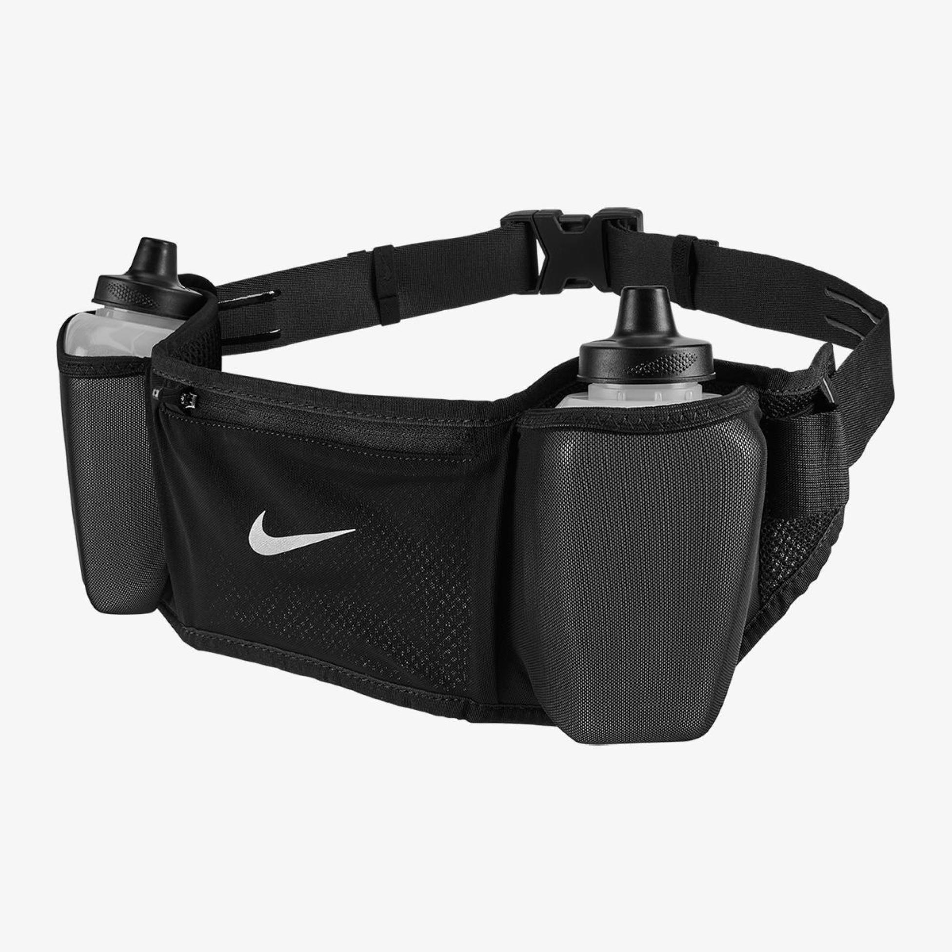 Сумка на пояс с бутылкой NIKE FLEX STRIDE DBL BOTTLE BELT 24 OZ BLACK/BLACK/SILVER OSFM N.100.3444.082.OS