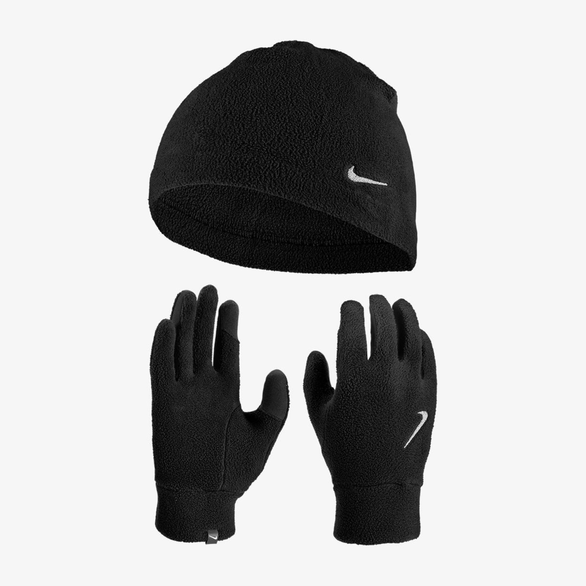 Женский набор: шапка, перчатки NIKE W FLEECE HAT AND GLOVE SET BLACK/BLACK/SILVER M/L N.100.2579.082.ML