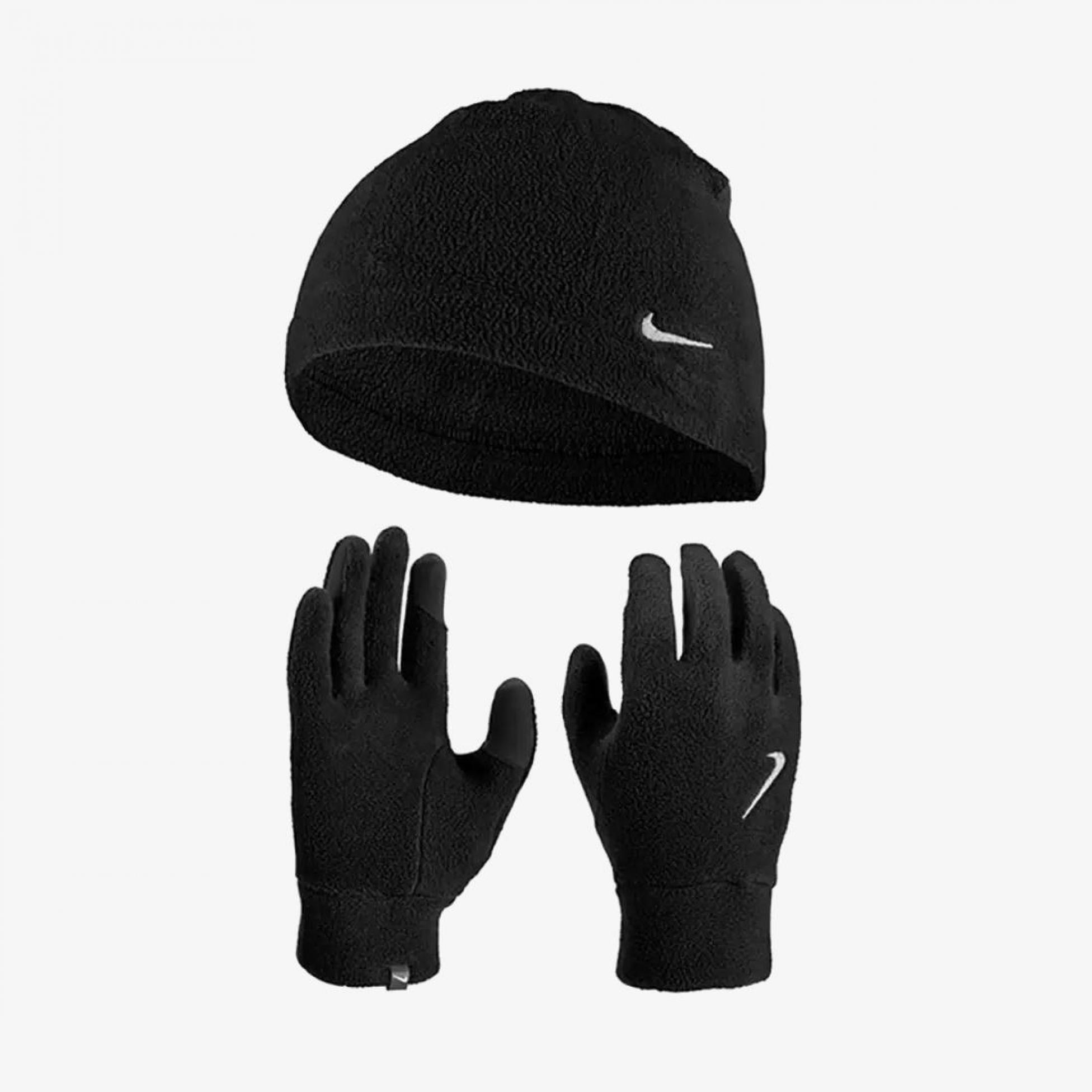 Набор: шапка, перчатки NIKE M FLEECE HAT AND GLOVE SET BLACK/BLACK/SILVER S/M N.100.2578.082.SM