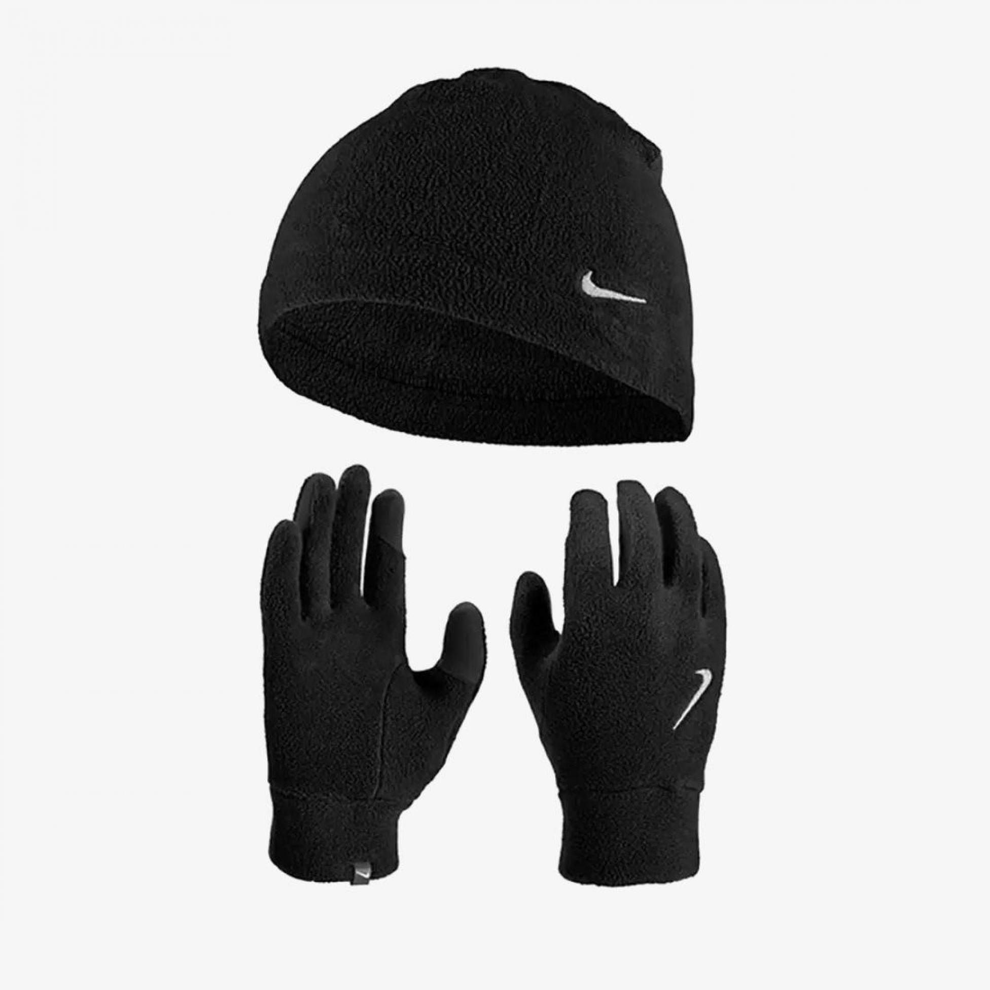 Набор: шапка, перчатки NIKE M FLEECE HAT AND GLOVE SET BLACK/BLACK/SILVER L/XL N.100.2578.082.LX